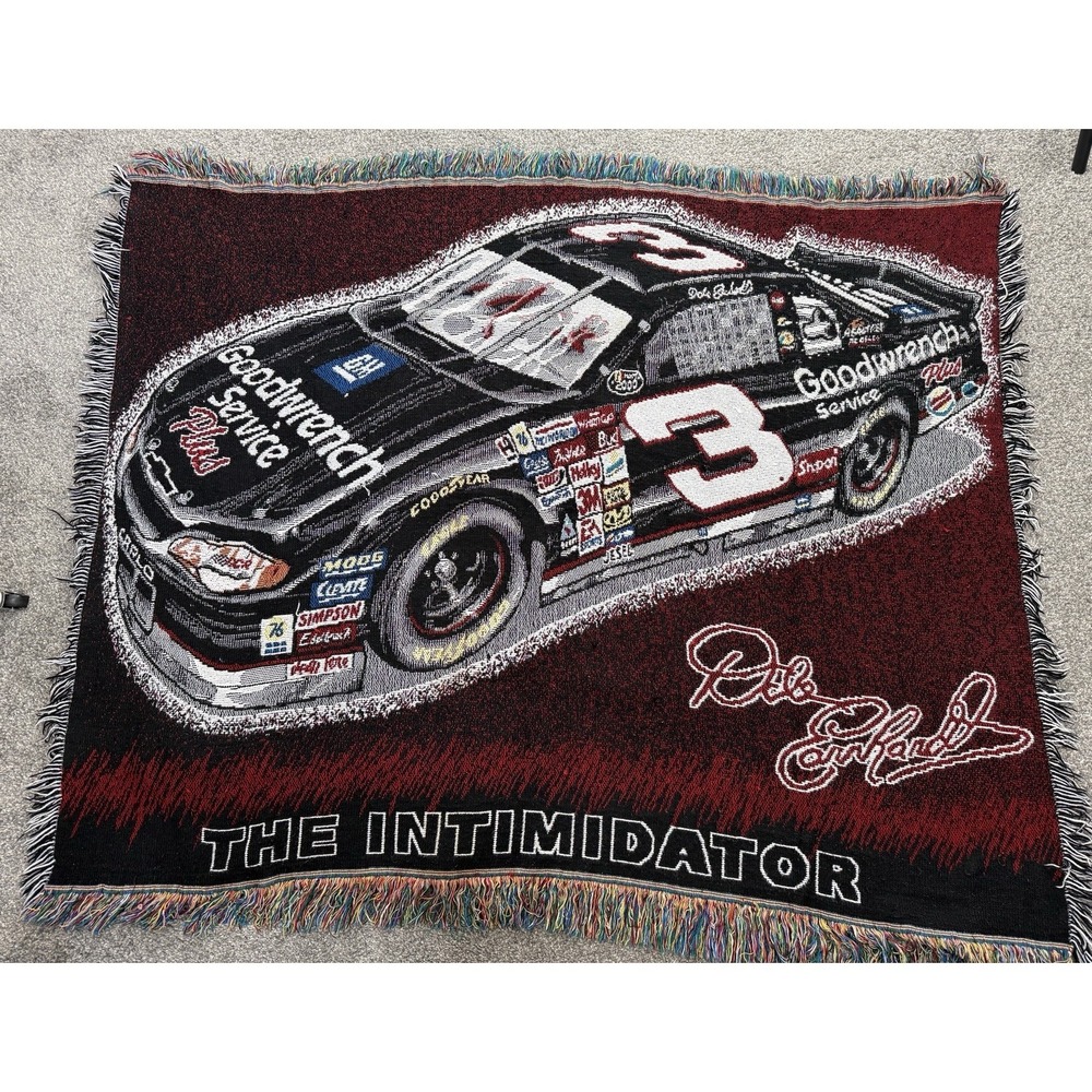 Northwest Company USA Dale Earnhardt Vintage Tapestry Throw Blanket 52x42 Flaws